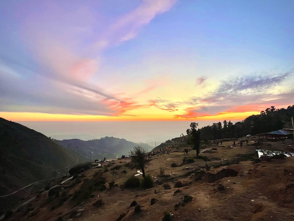 Sunset view over the Kangra Valley near Dharamshala with colorful evening sky during a 5-day Dharamshala itinerary
