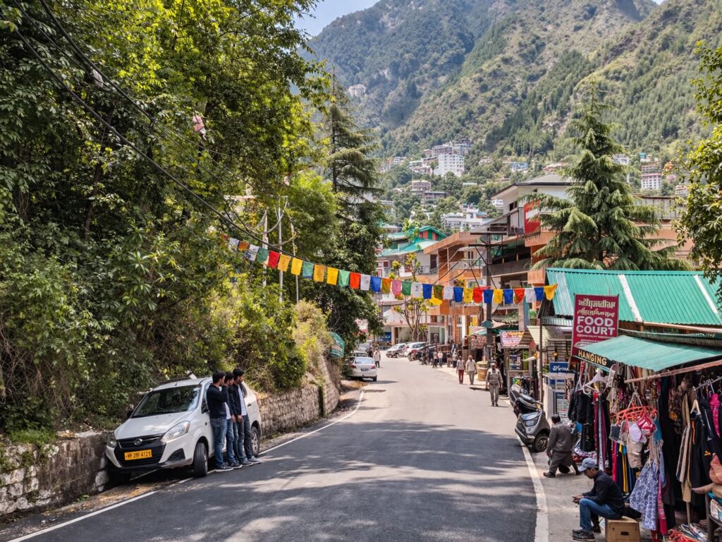cost of living in Dharamshala reflected in uphill roads, walking routes, and taxi transport in mountain terrain