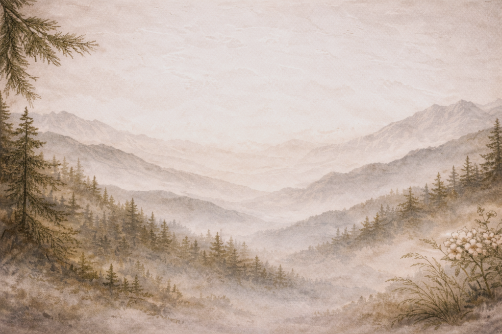 Himachal Pradesh travel guide landscape showing misty Himalayan mountains and pine forests near Dharamshala