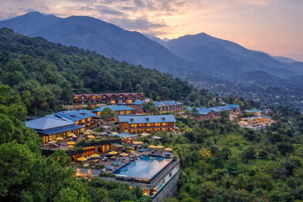 Luxury resort in Dharamshala with mountain views and infinity pool, ideal for Dharamshala IPL match 2026 stay
