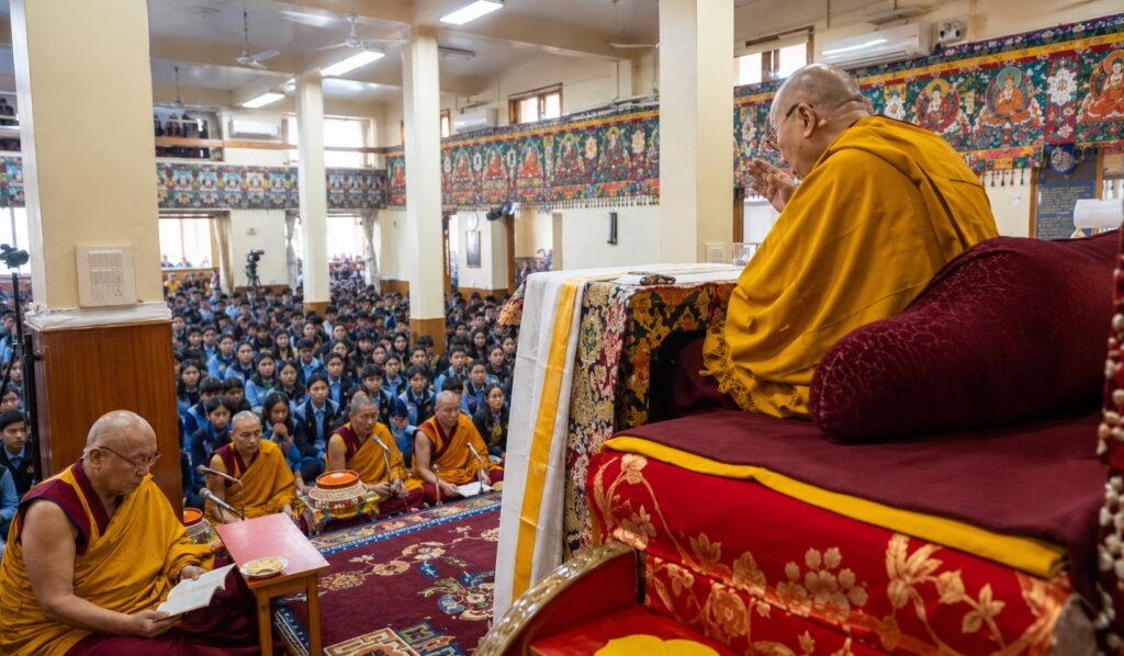 Buddhist teaching session during the Dalai Lama 91st birthday in McLeodganj at Tsuglagkhang temple