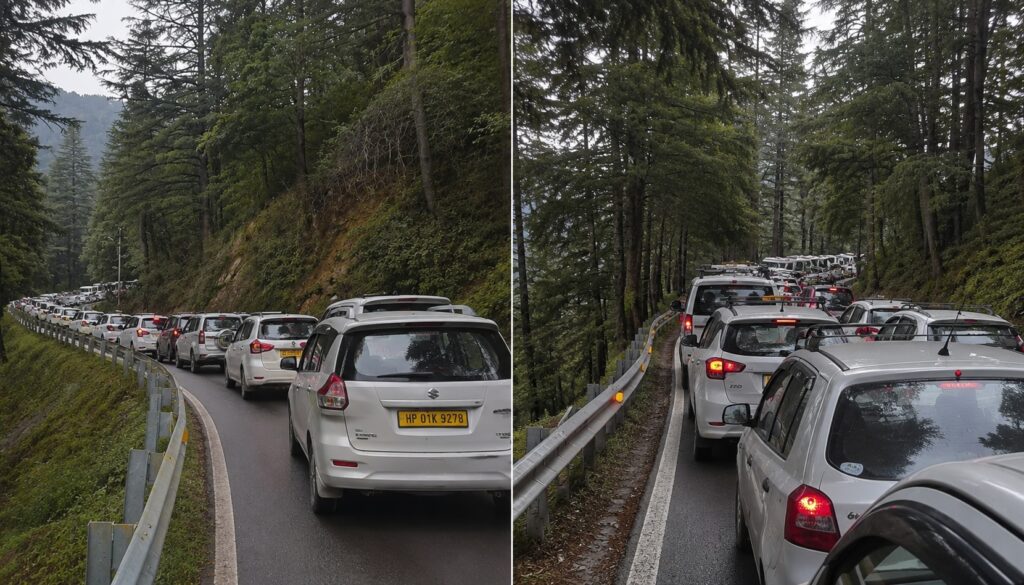 India vs Afghanistan Dharamshala match-day traffic near HPCA Stadium on mountain roads