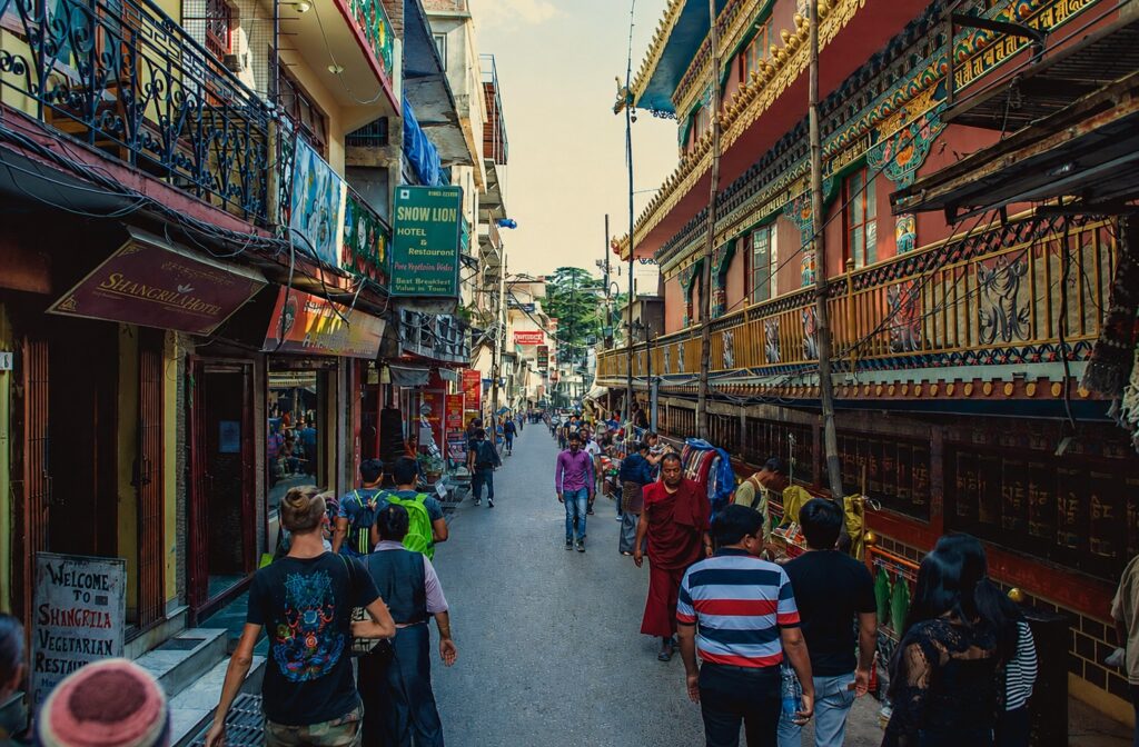 Where to stay for Dalai Lama Birthday 2026, busy Tibetan street near McLeodganj monastery area