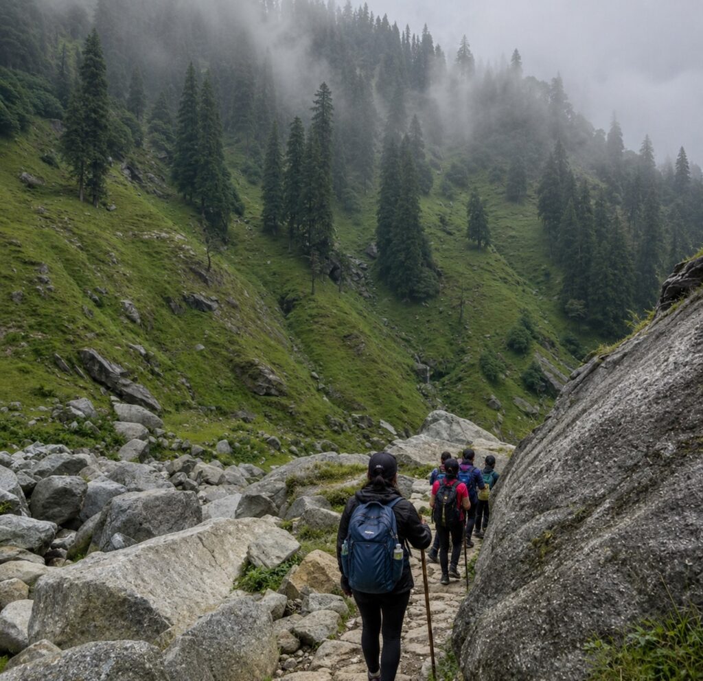 Best time to visit Dharamshala for trekking through misty pine forests and mountain valleys during the monsoon season