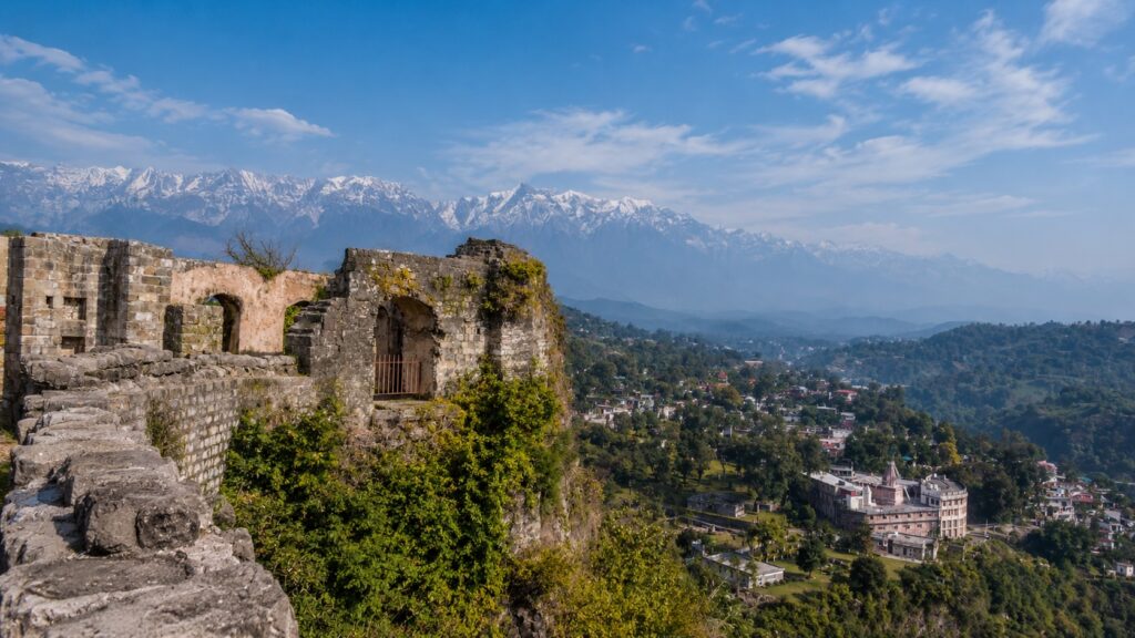 Kangra Fort overlooking the Kangra Valley and Dhauladhar mountains